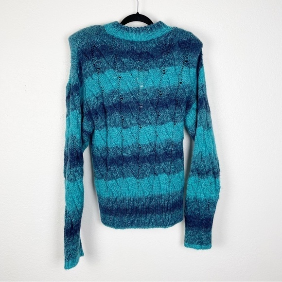 The Attico Kenna Turquoise Melange Crew Oversized  Pullover Sweater Blue Cable - Picture 5 of 10